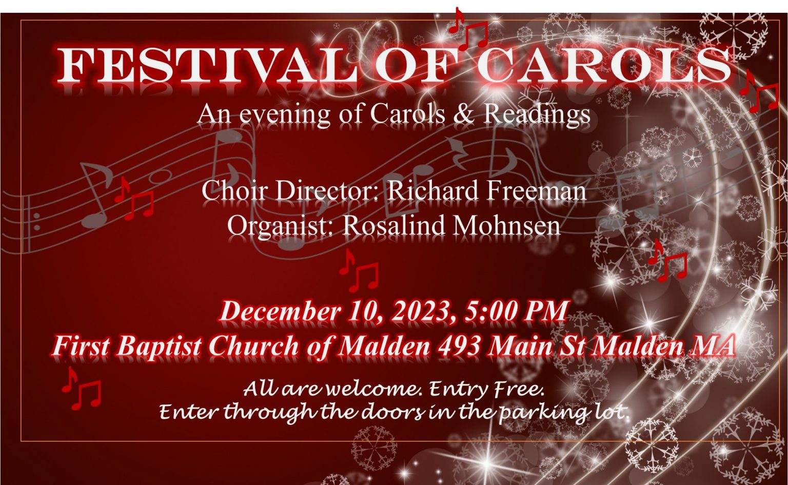 Festival of Carols 2023 First Baptist Church, Malden, Massachusetts